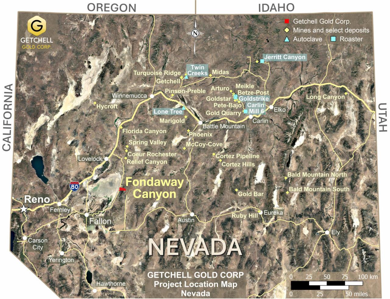 Nevada Regional Map + Area Mines Midres